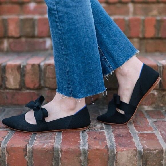 Rothy's Mary Jane The Point Bow Tie Flats in Black Size 6.5 - Picture 4 of 12
